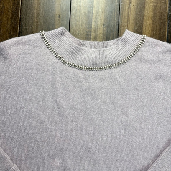 Size 1x Soft Surroundings Purple Knit Sweater Cuffed Sleeve Plus Size Beaded - Picture 5 of 10